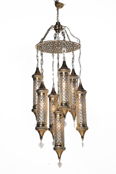 7in1 Gold Blown Glass Chandeliers